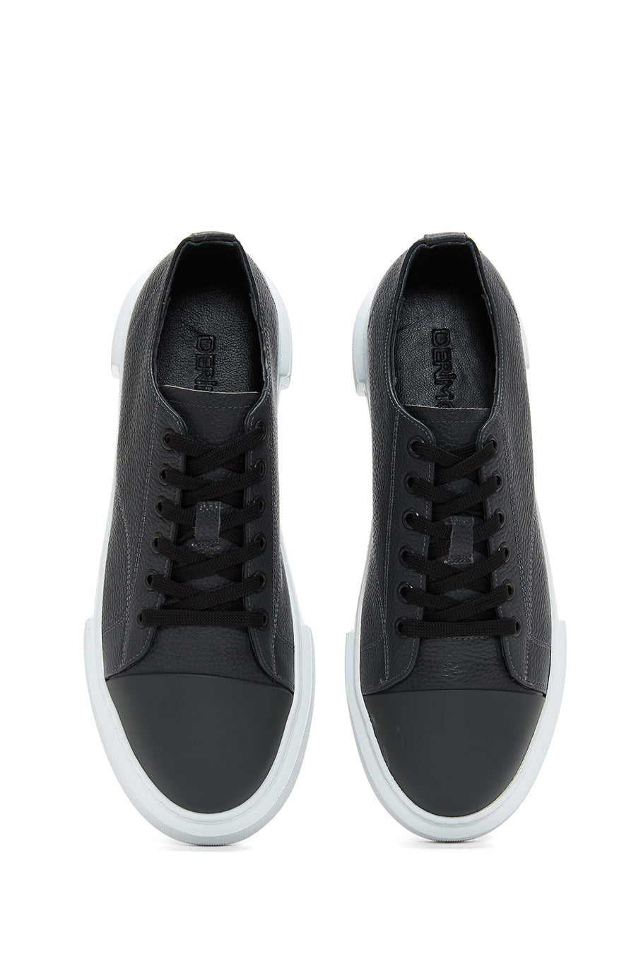 Men's Gray Leather Thick Soled Sneaker