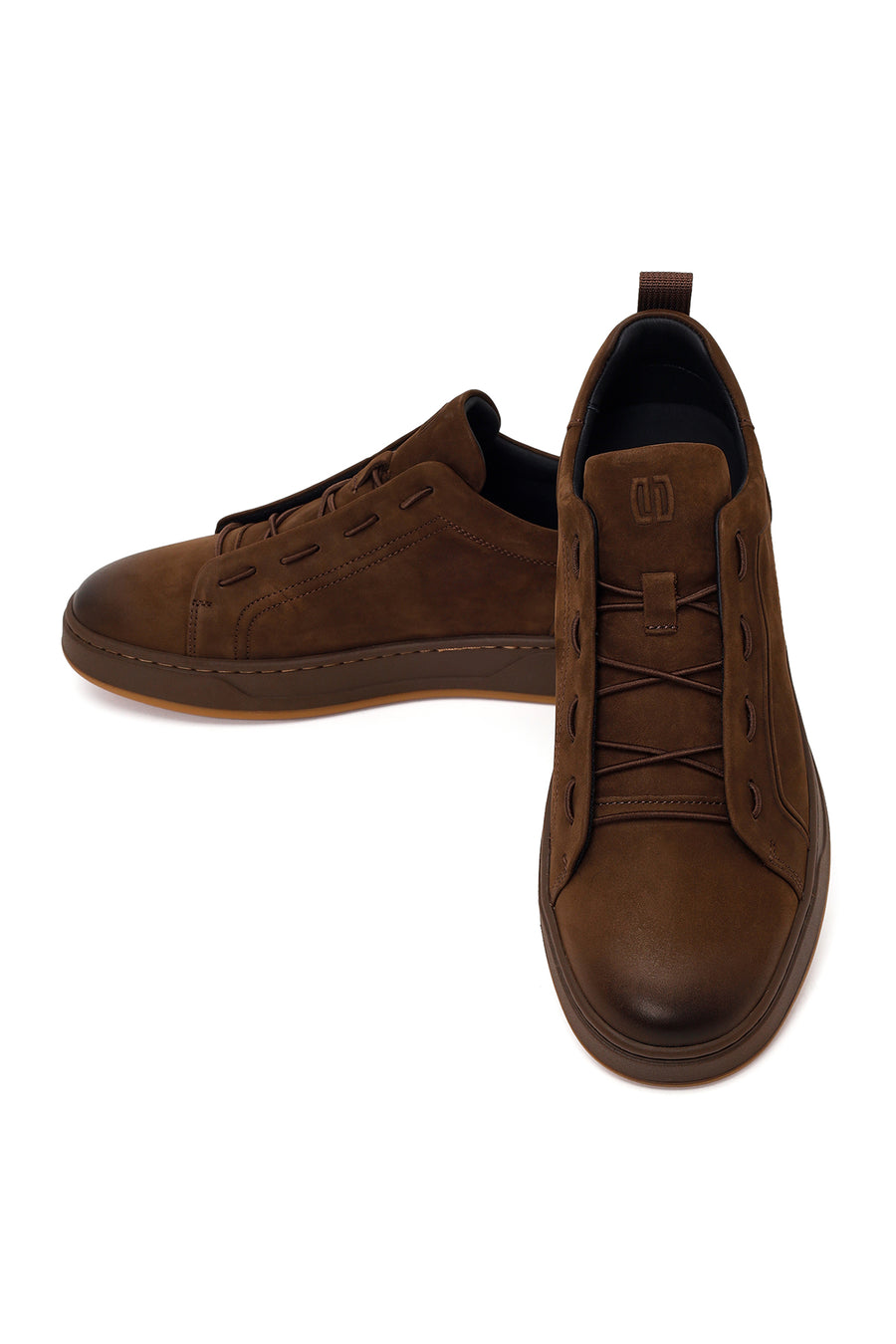 Male Brown Lace-Up Nubuck Leather Sneaker