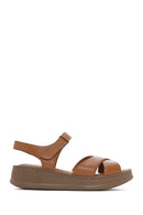 Women's Brown Thick Soled Leather Comfort Sandals | Derimod