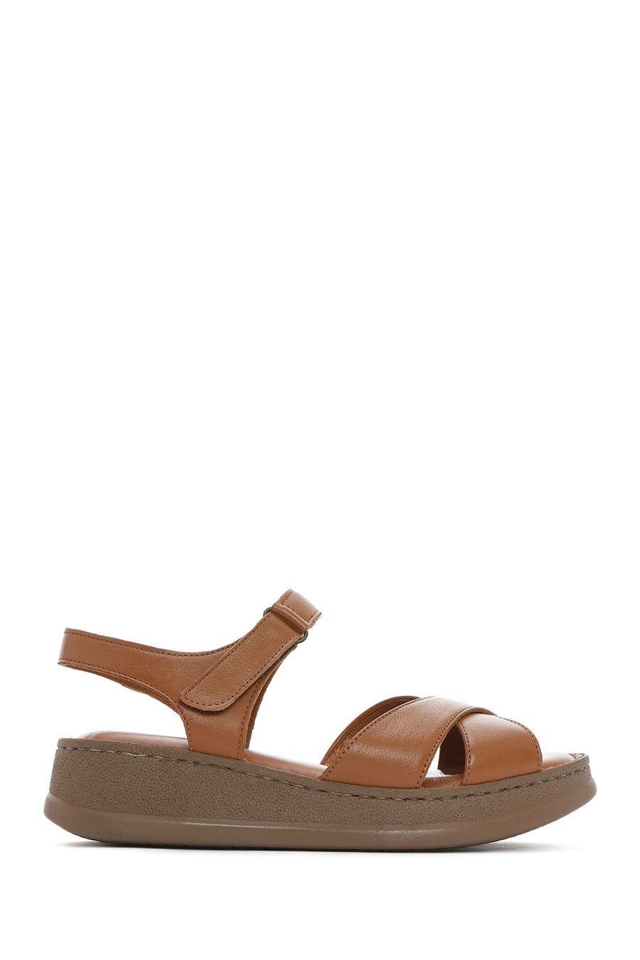 Women's Brown Thick Soled Leather Comfort Sandals 25SFD321618 | Derimod