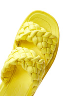 Women's Yellow Braided Thick Soled Slippers | Derimod