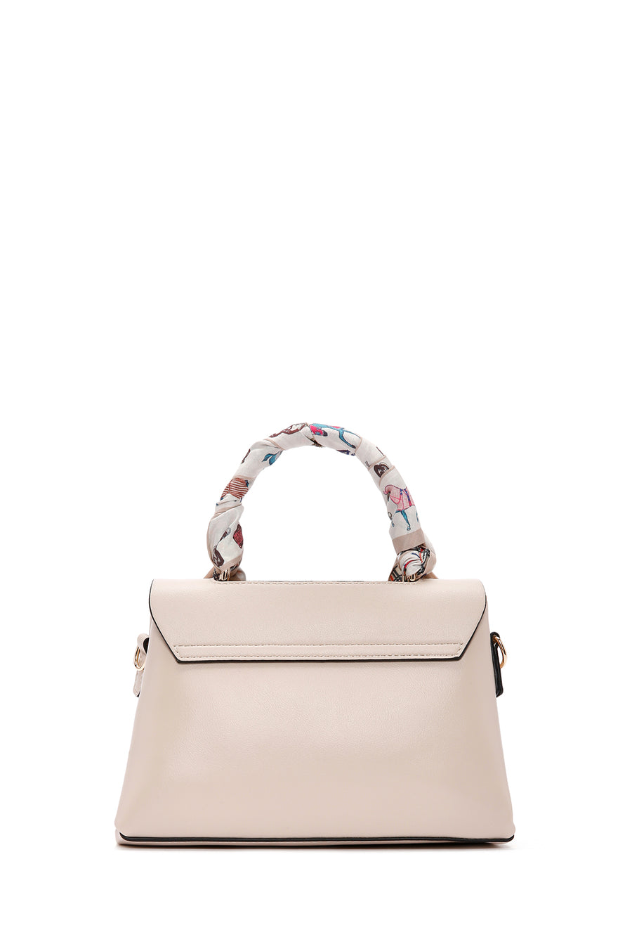 Women's Cream Long Strap Handbag with Accessory Detail