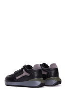 Women's Black Suede Detailed Leather Sneaker | Derimod