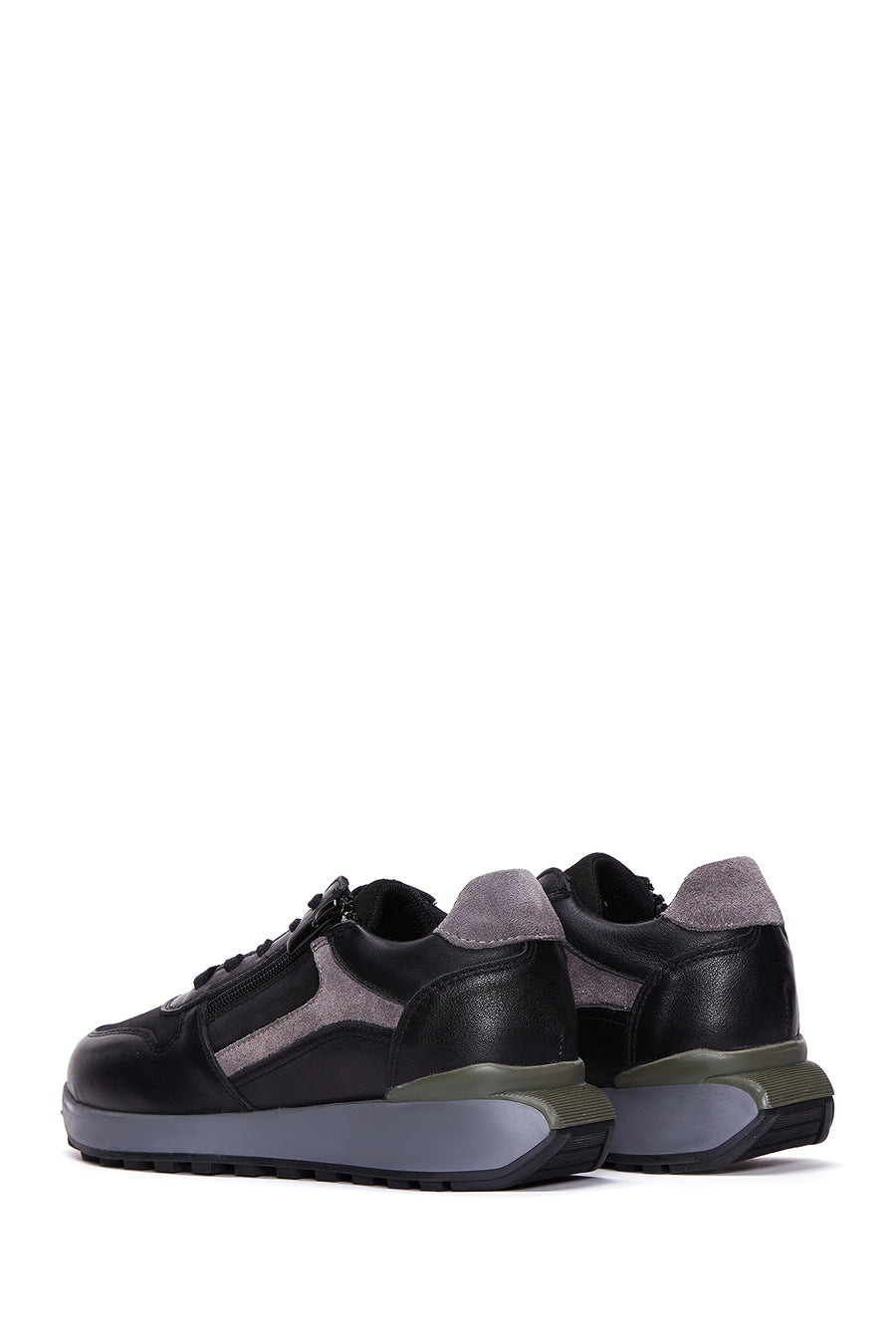 Women's Black Suede Detailed Leather Sneaker