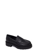 Kadın Siyah Kalın Tabanlı Deri Maskülen Loafer | Derimod