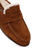 Woman Tan Suede Slipper | Derimod