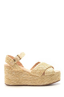 Women's Wedge Heeled Straw Sandals | Derimod