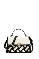Women's Beige Long Strap Patterned Handbag | Derimod