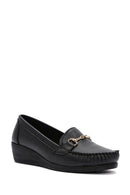 Women's Black Wedge Heel Loafer | Derimod
