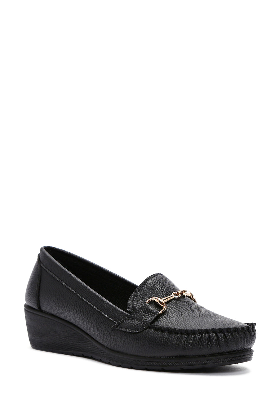 Women's Black Wedge Heel Loafer