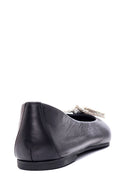 Women's Black Leather Bow Ballerina Ballerinas | Derimod