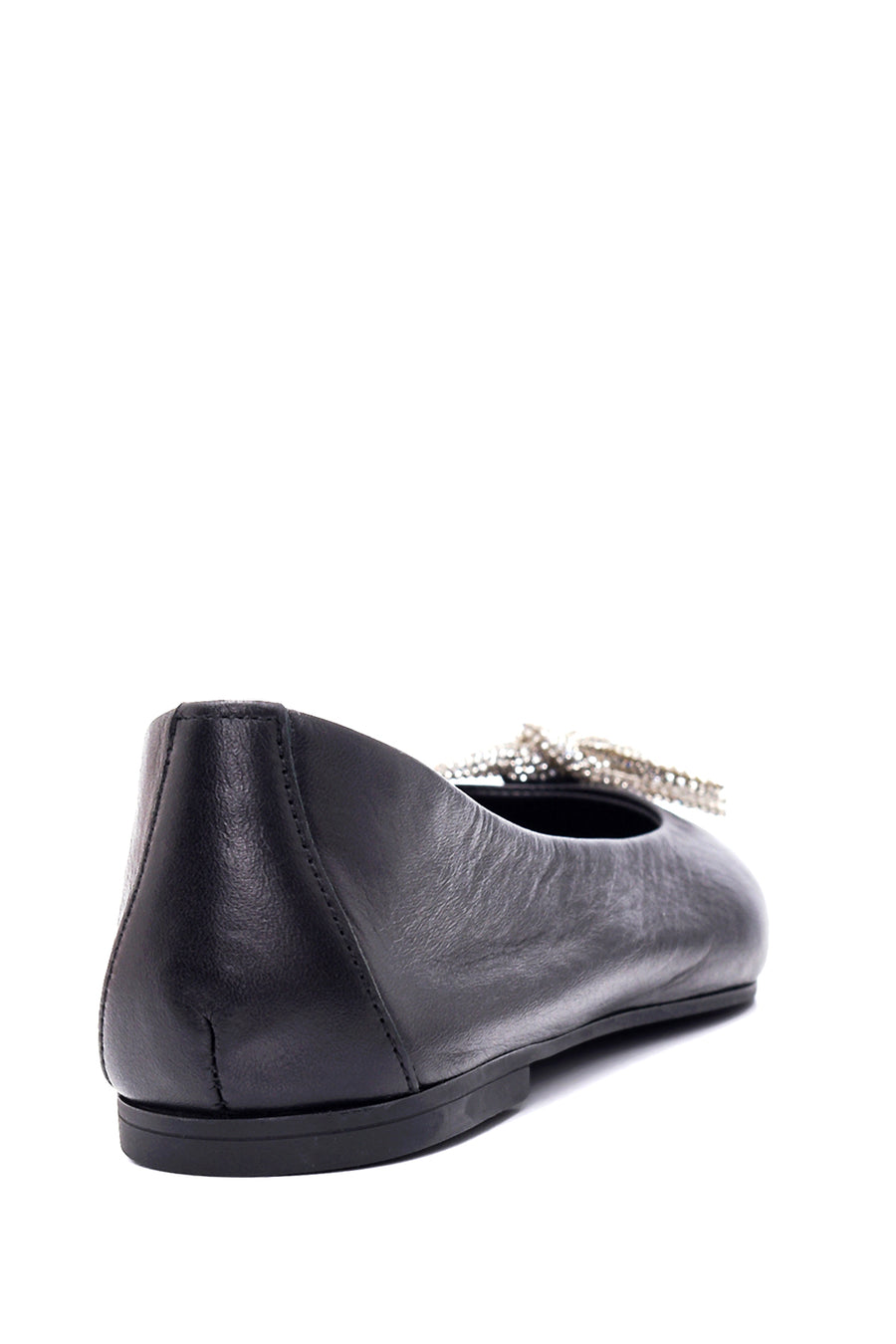 Women's Black Leather Bow Ballerina Ballerinas