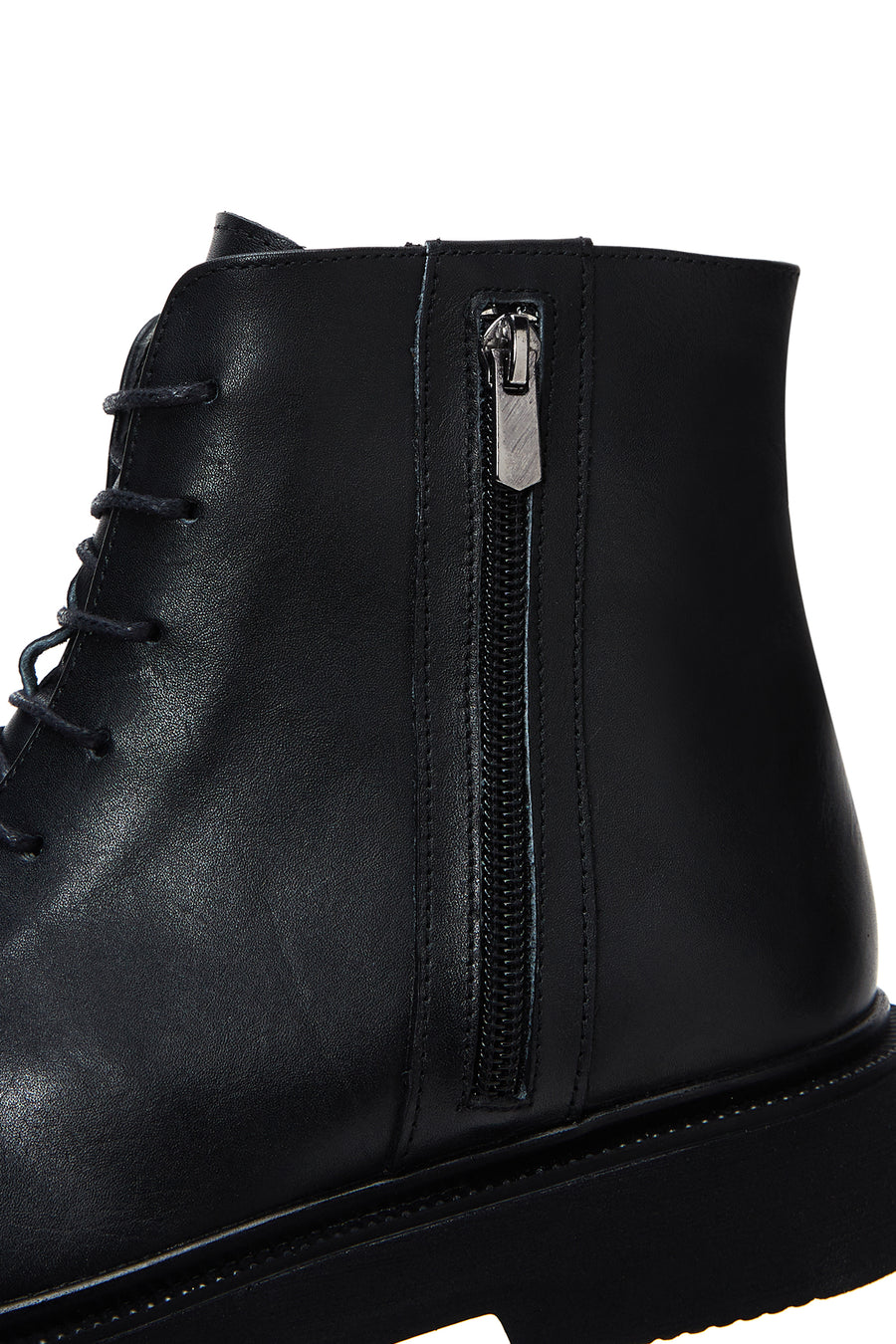 Women's Black Leather Zippered Boots