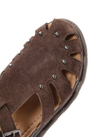 Women's Mink Ankle Strap Suede Leather Sandals | Derimod