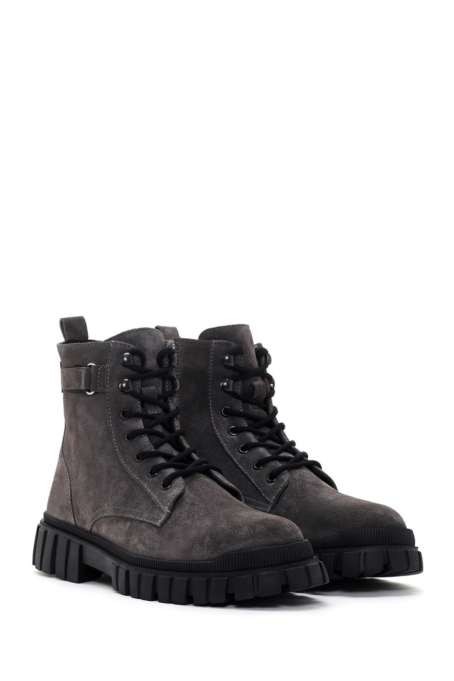 Men's Gray Zippered Casual Suede Leather Boots