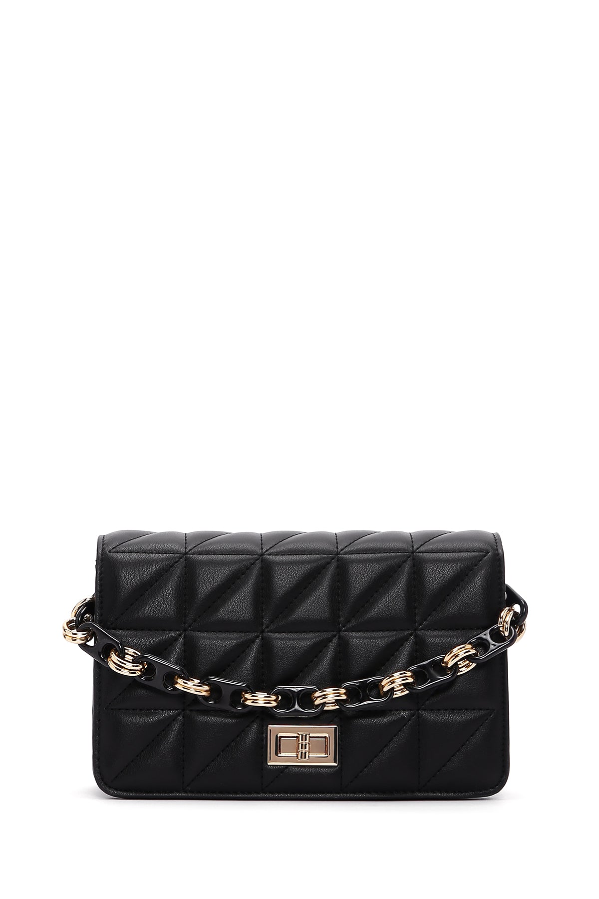 Women's Black Long Strap Quilted Crossbody Bag 25SBD2910KP | Derimod