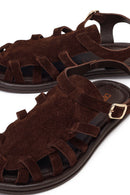 Woman Brown Buckled Suede Leather Sandals | Derimod