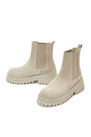 Women's Beige Suede Leather Chelsea Boots | Derimod