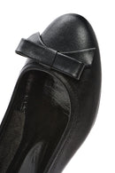Women's Black Bowknot Leather Ballerinas | Derimod