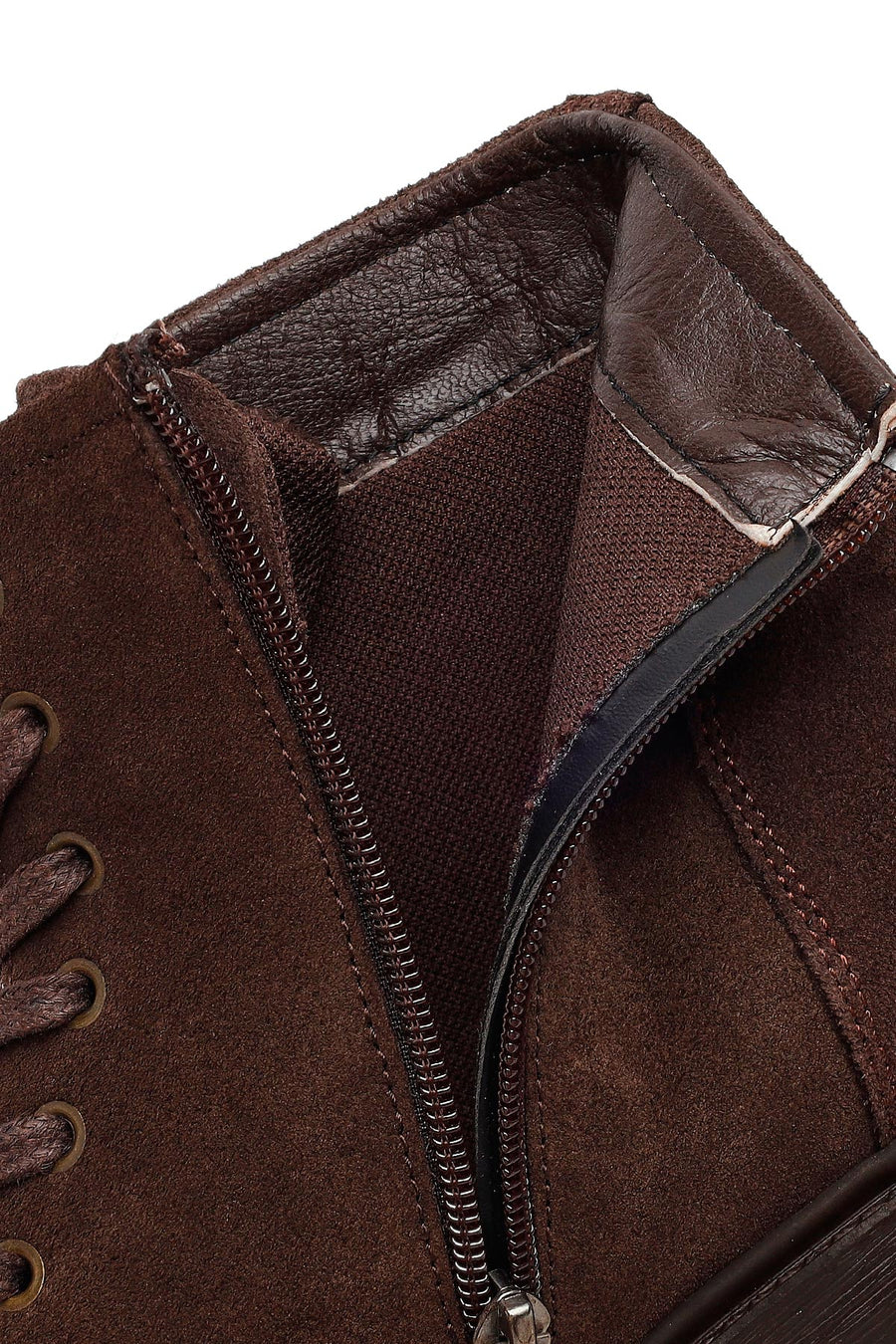 Male Brown Zip Closure Suede Boots