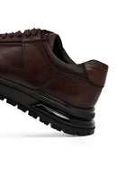 Erkek Kahverengi Bağcıklı Deri Casual Sneaker | Derimod