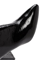 Derimod Gritti Women's Black Zippered Thick Heeled Patent Leather Boots | Derimod