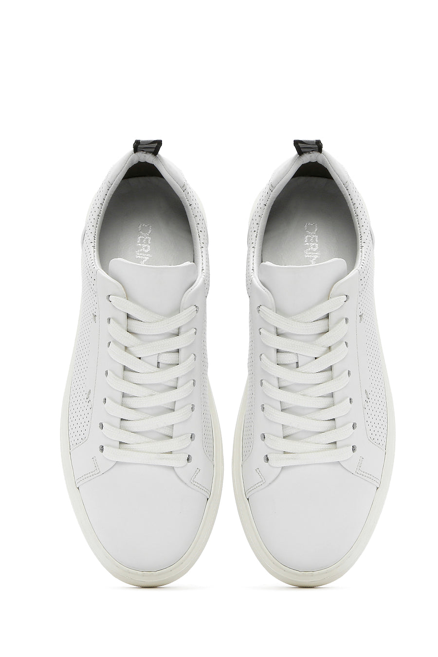 Erkek Beyaz Bağcıklı Deri Sneaker