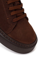 Male Brown Lace-up Thick-soled Nubuck Leather Sneaker | Derimod