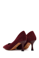 Kadın Bordo İnce Topuklu Süet Deri Stiletto | Derimod