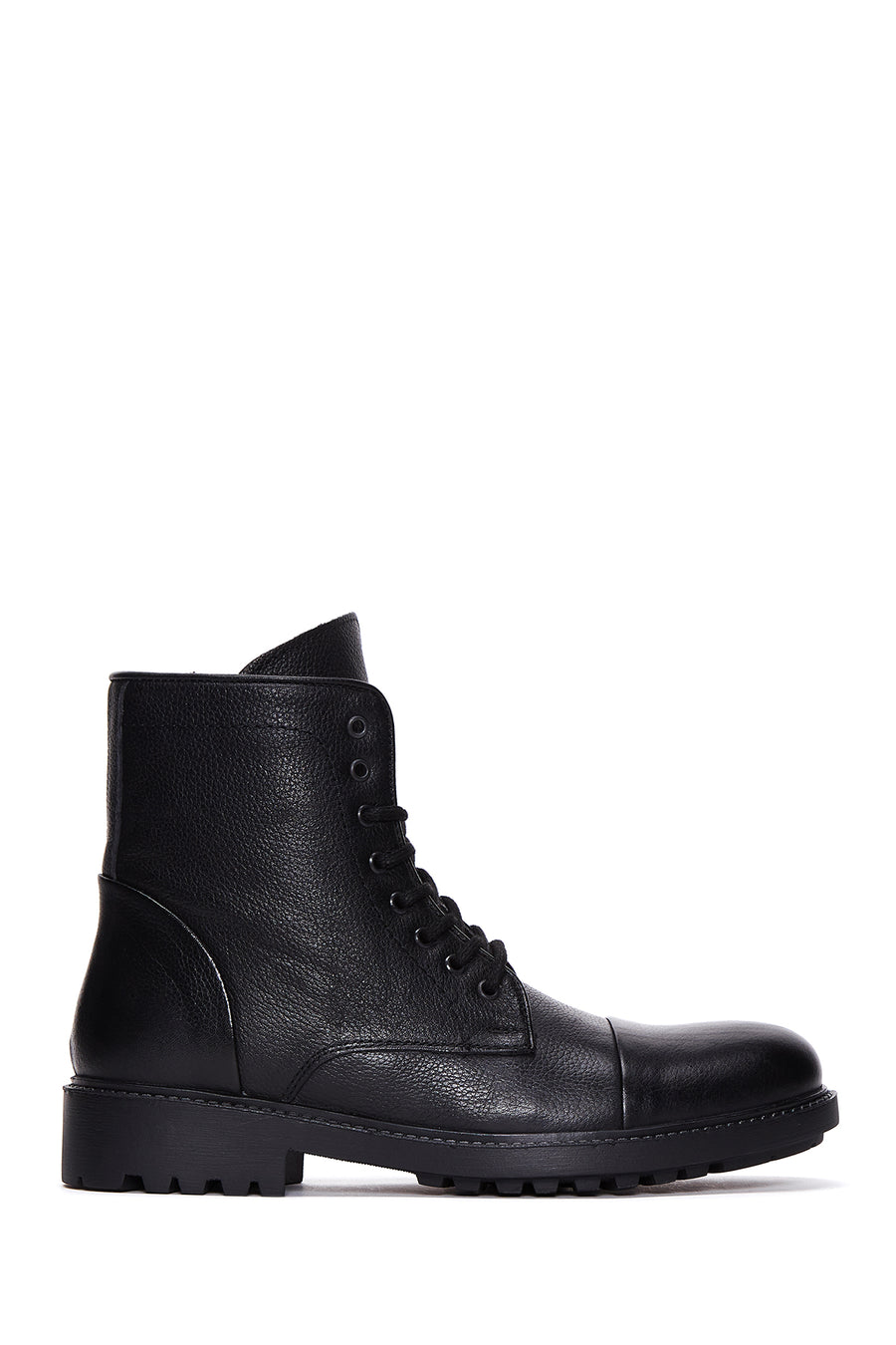 Men's Black Leather Boots Flat Boots 22WFD6180FT | Derimod