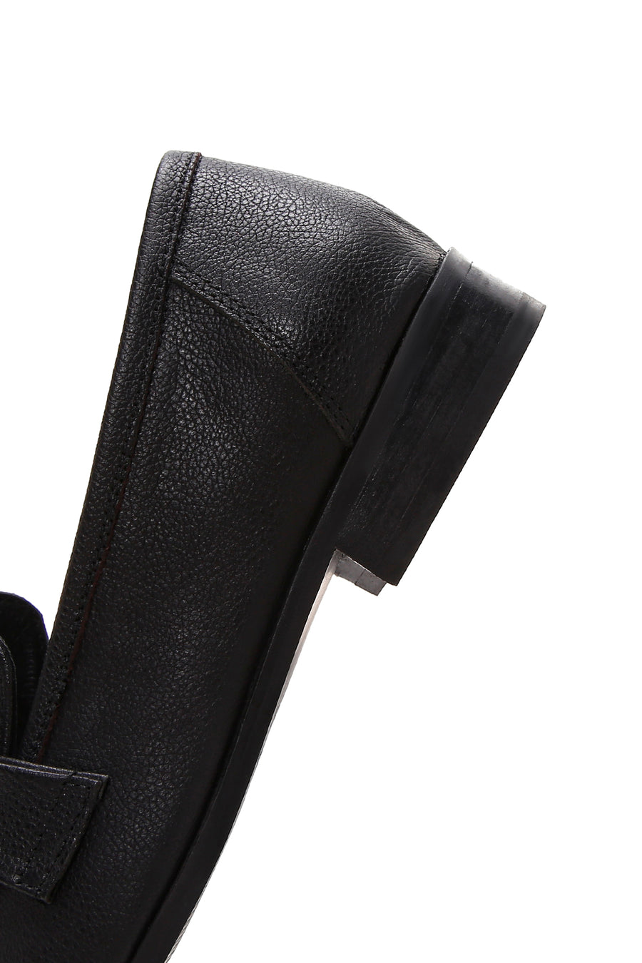 Women's Black Leather Buckle Loafer