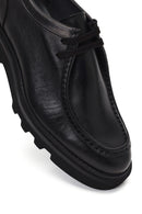 Male Black Lace-Up Thick-Soled Leather Casual Shoes | Derimod