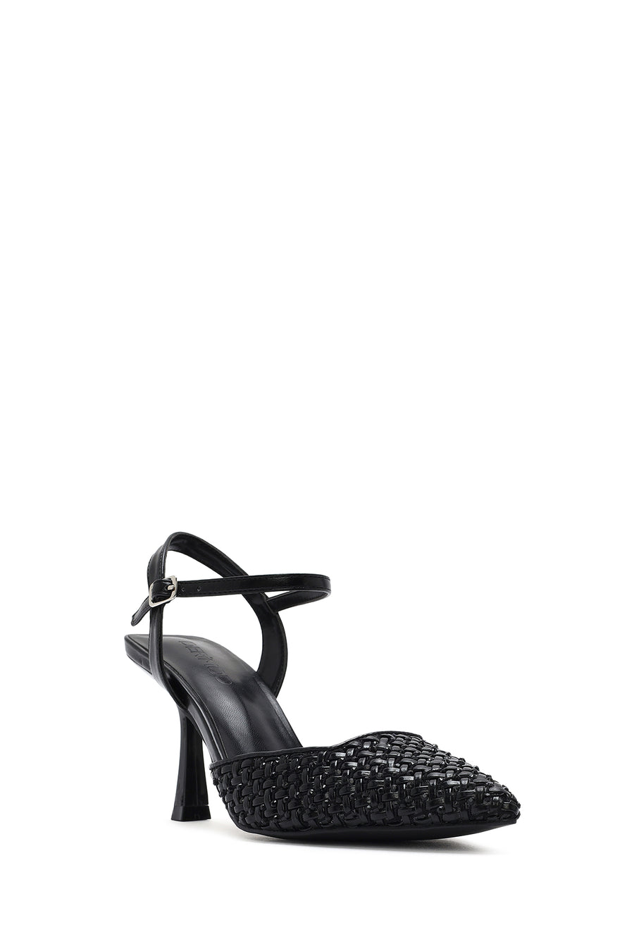 Women's Black Ankle Buckle Braided Thin Heeled Shoes
