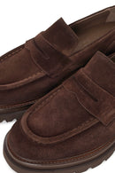 Male Brown Chunky-Soled Suede Loafers | Derimod