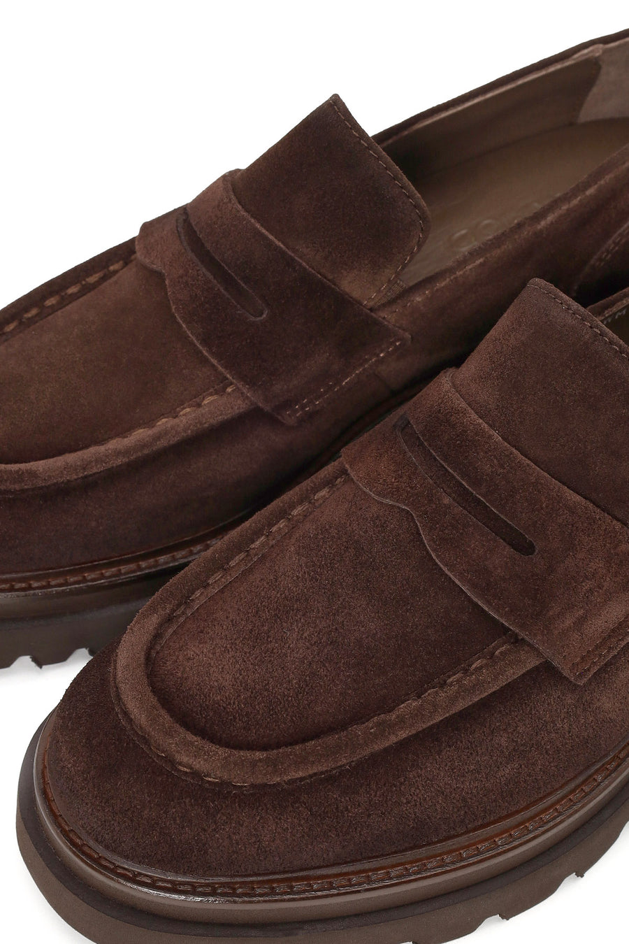 Male Brown Chunky-Soled Suede Loafers