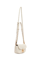 Woman Cream Long-Strap Quilted Mini Crossbody Bag | Derimod