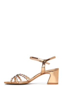 Woman Pink Ankle-Strap Buckled Embellished Chunky-Heel Sandal | Derimod