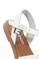 Women's White Ankle Strap Flip-Flop Leather Bodrum Sandals | Derimod