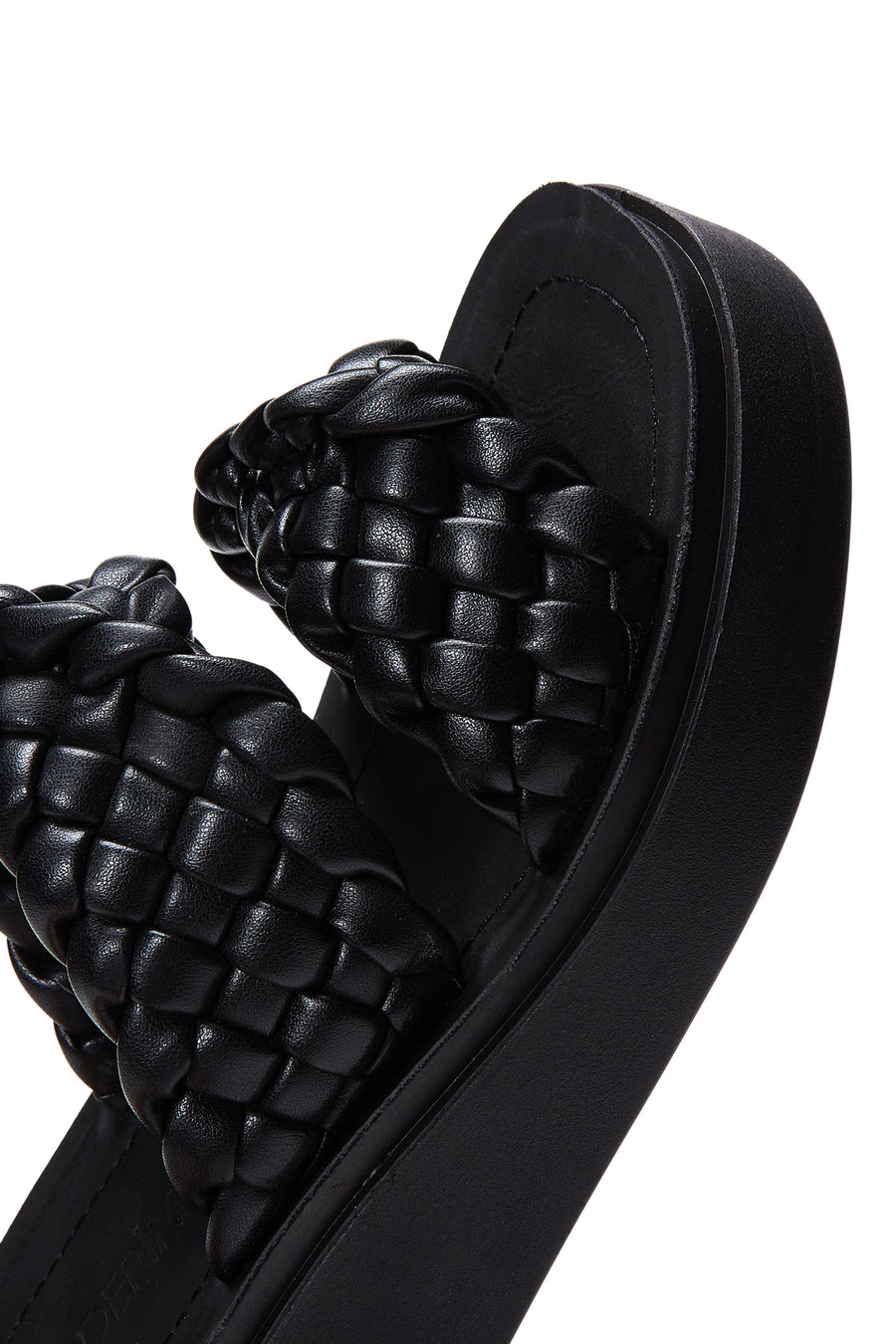 Women's Black Braided Thick Soled Slippers