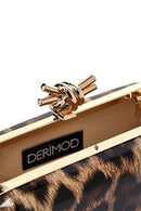 Woman Leopard Print Long Chain Strap Mini Box Evening Bag | Derimod