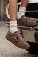 Kadın Vizon Bağcıklı Kalın Tabanlı Süet Deri Sneaker | Derimod