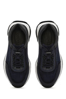 Men's Navy Blue Thick Sole Lace-Up Suede Leather Sneakers | Derimod