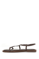 Women's Brown Flip-Flop Leather Sandals | Derimod