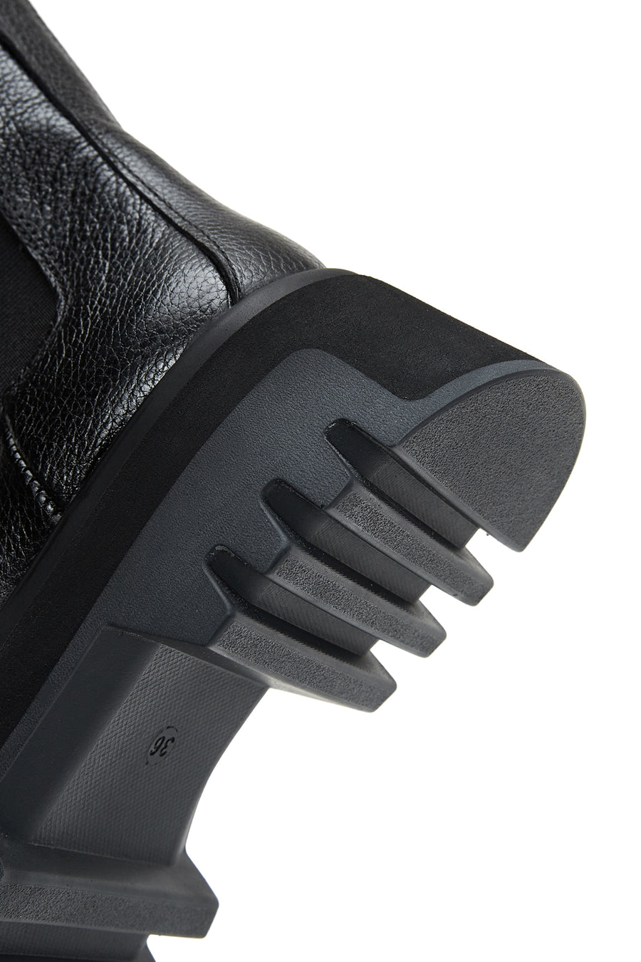 Women's Black Leather Thick Soled Chelsea Boots