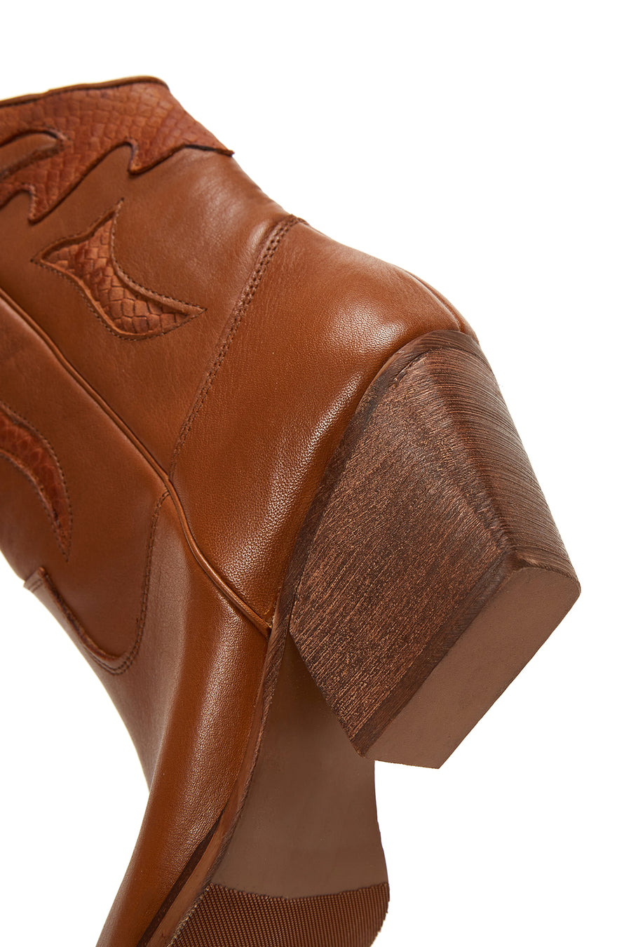 Women's Tan Leather Cowboy Heeled Boots