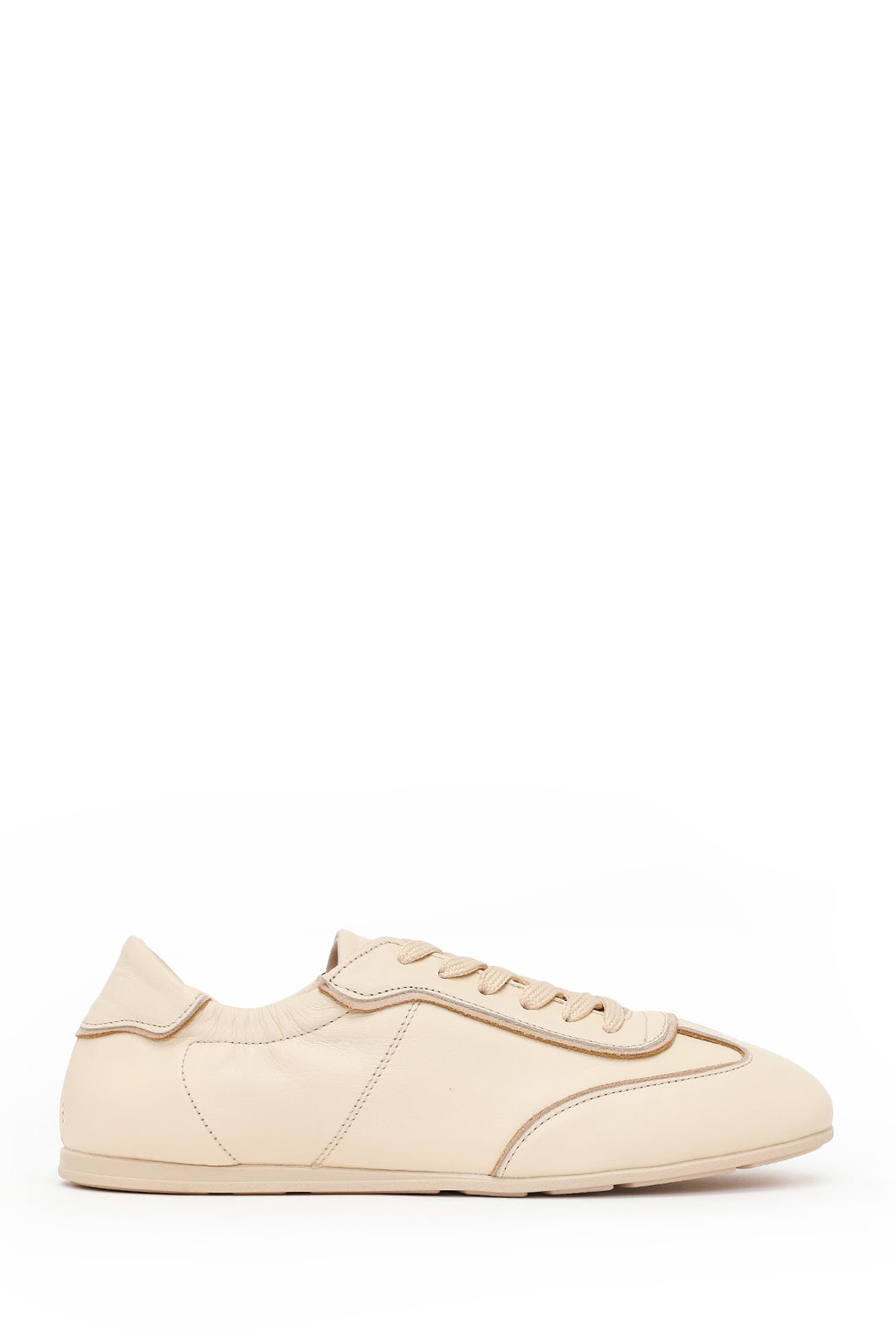 Kadın Bej Bağcıklı Deri Sneaker