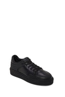 Erkek Siyah Bağcıklı Kalın Tabanlı Deri Sneaker | Derimod