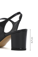 Women's Black Double Buckled Open Back Thick Heel Patent Leather Shoes | Derimod