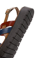 Women's Multicolored Thick-Soled Leather Bodrum Sandals | Derimod