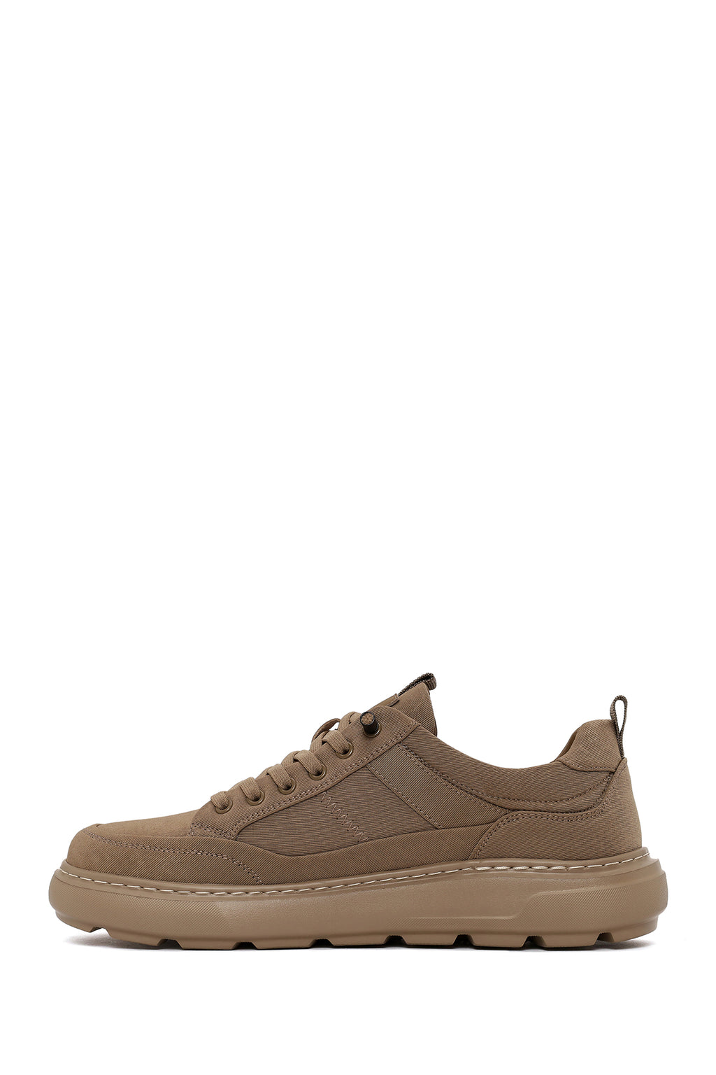 Derimod Zero Erkek Bej Bağcıklı Kalın Tabanlı Kumaş Sneaker